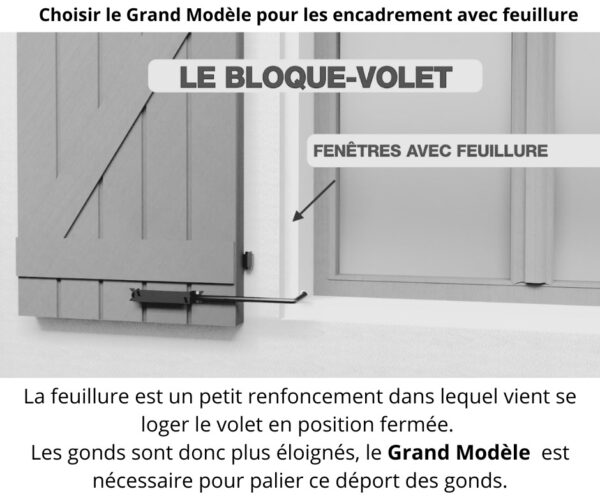 Bloque Volet Long Noir - Gauche pour Volet Bois – Image 4